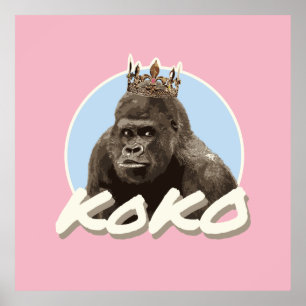 Koko The Gorilla Wearing Crown Poster