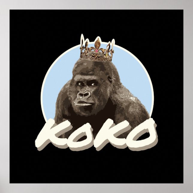 Koko The Gorilla Wearing Crown Poster (Front)