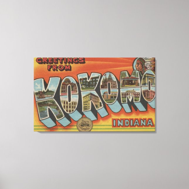 Kokomo, Indiana - Large Letter Scenes Canvas Print (Front)