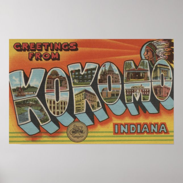 Kokomo, Indiana - Large Letter Scenes Poster (Front)