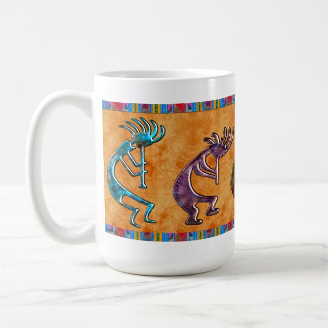 Kokopelli 3D Anasazi Native American Motif Coffee Mug (Left)