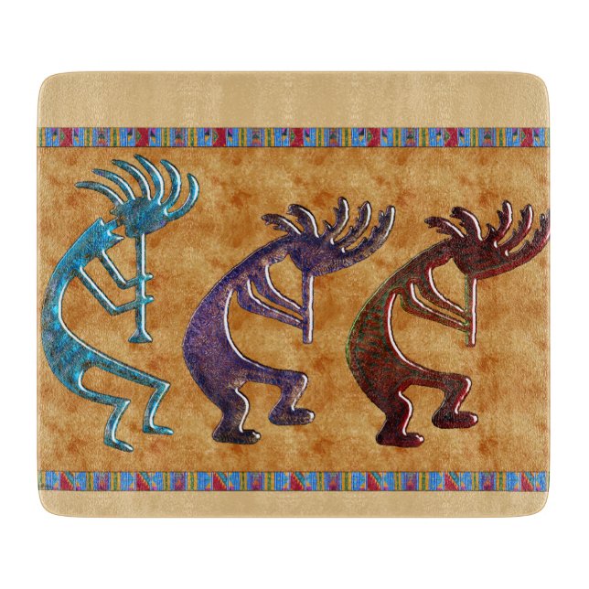 Kokopelli 3D Anasazi Native American Motif Cutting Board (Front)
