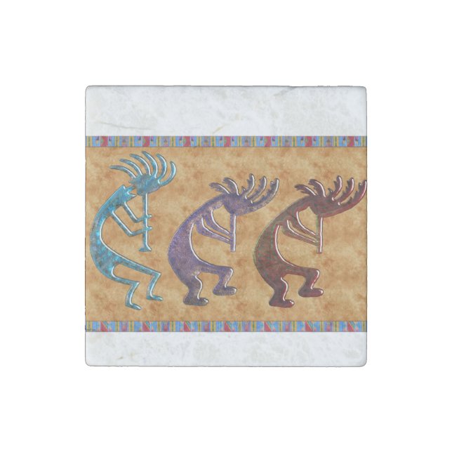 Kokopelli 3D Anasazi Native American Motif Stone Magnet (Front)