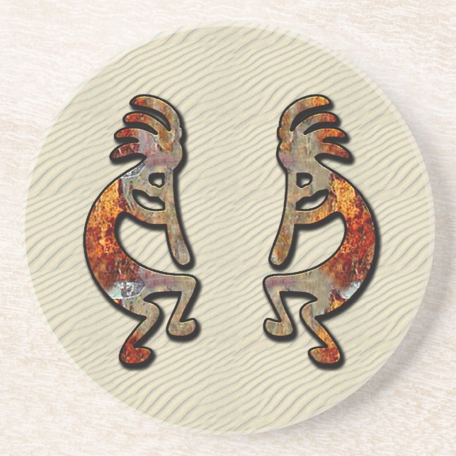 Kokopelli, Ancient  Flute Player of the Desert Sandstone Coaster (Front)
