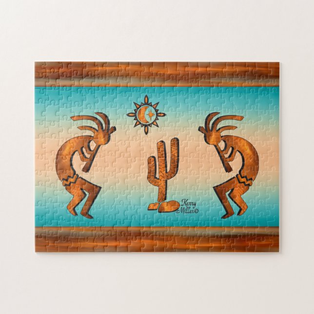 Kokopelli And Cactus Jigsaw Puzzle (Horizontal)