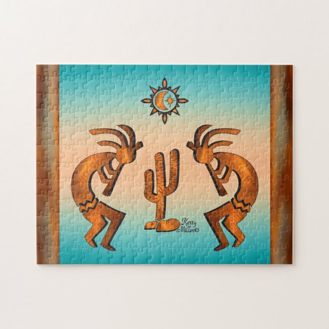 Kokopelli And Cactus Jigsaw Puzzle (Horizontal)