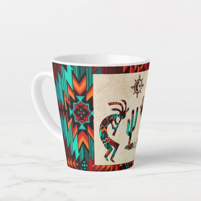 Kokopelli And Cactus Latte Mug (Left Angle)