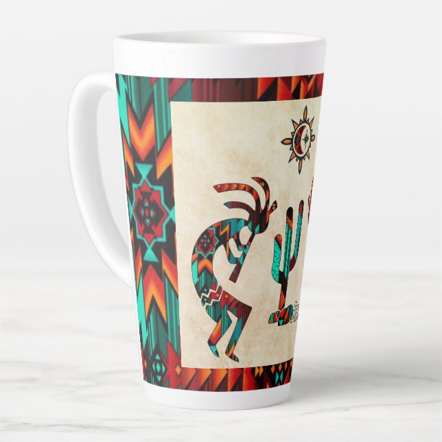 Kokopelli And Cactus Latte Mug (Left Angle)