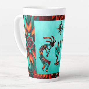 Southwestern Kokopelli Coffee Travel Mug with Lid 14 Ounce Ceramic