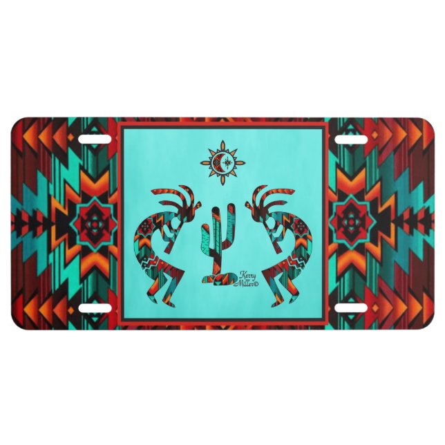 Kokopelli And Cactus License Plate (Front)