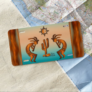 Kokopelli And Cactus License Plate