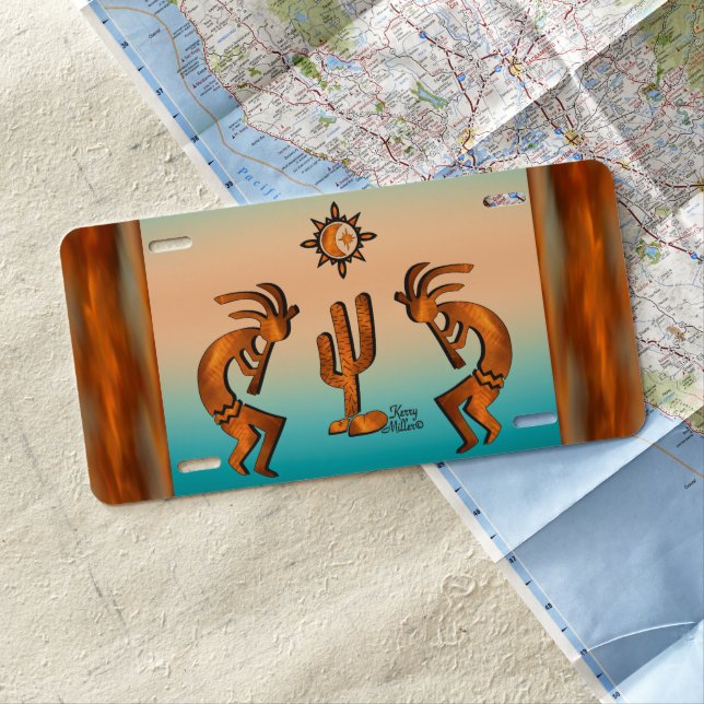 Kokopelli And Cactus License Plate (In Situ)