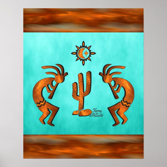 Kokopelli And Cactus Poster (Front)