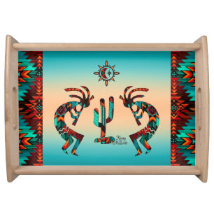 Kokopelli And Cactus Serving Tray