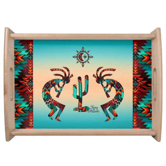 Kokopelli And Cactus Serving Tray (Front)