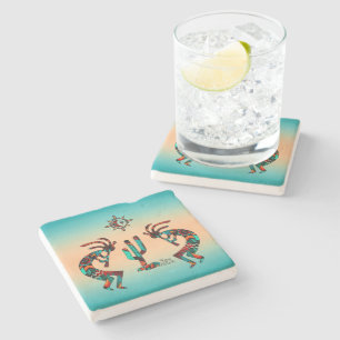 Kokopelli And Cactus Stone Coaster
