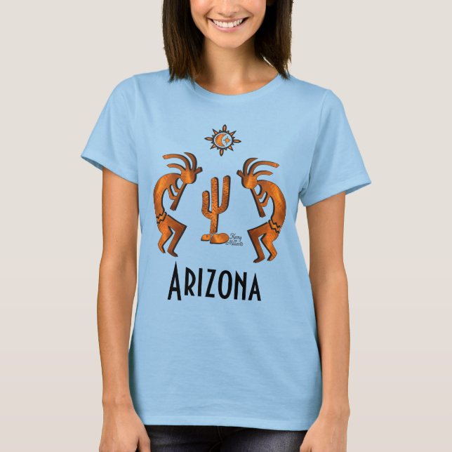 Kokopelli And Cactus T-Shirt (Front)