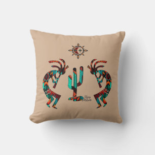 Kokopelli And Cactus Throw Pillow