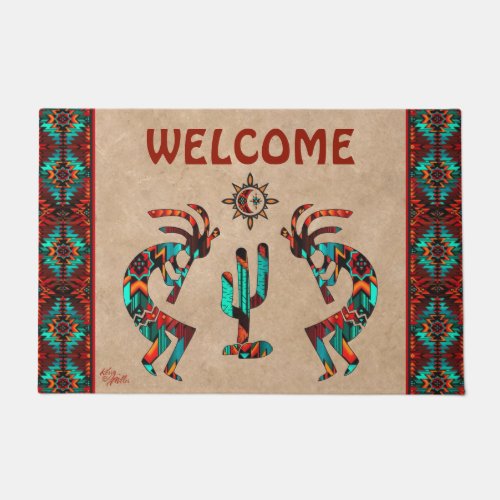Kokopelli And Cactus Welcome Doormat