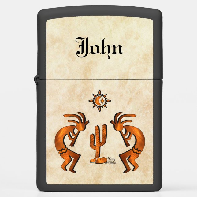 Kokopelli And Cactus Zippo Lighter (Front)