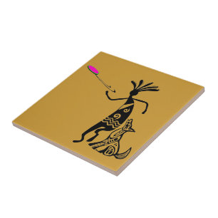 Kokopelli and Dog Ceramic Tile