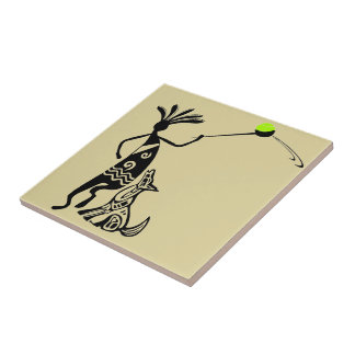 Kokopelli and Dog Ceramic Tile