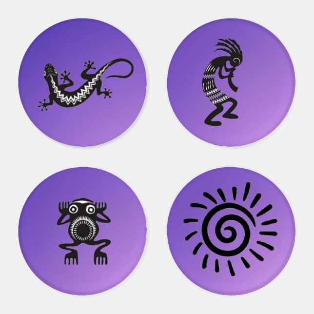 Kokopelli and Native American Symbols Coaster Set (Set)
