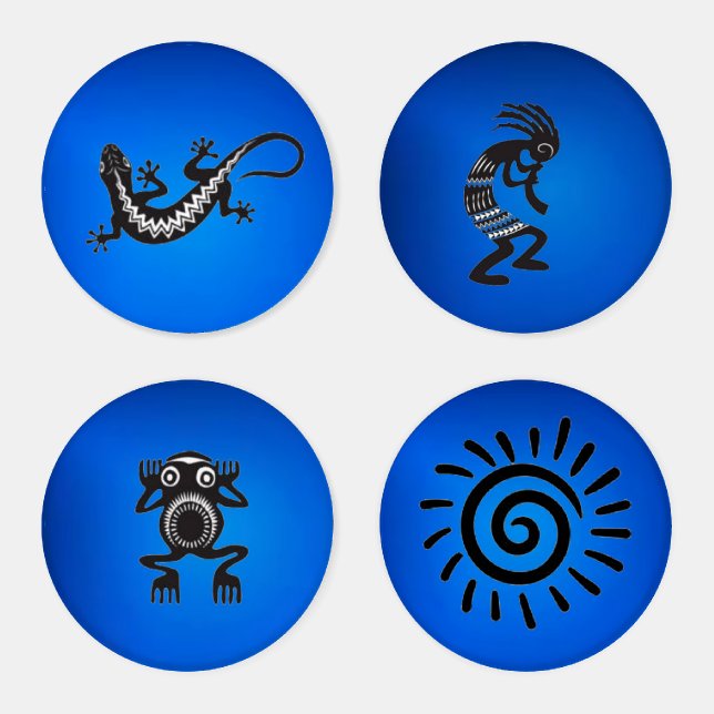 Kokopelli and Native American Symbols Coaster Set (Set)