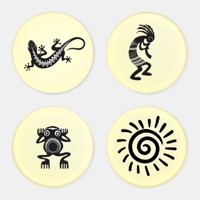 Kokopelli and Native American Symbols Coaster Set (Set)