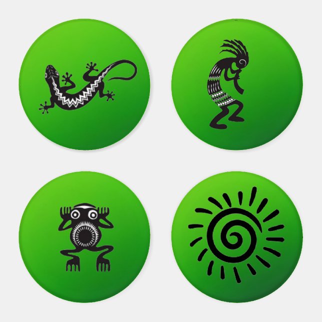 Kokopelli and Native American Symbols Coaster Set (Set)