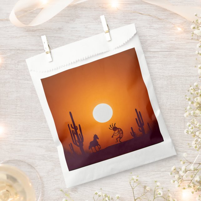 Kokopelli Arizona desert Southwestern Favor Bag (Clipped)