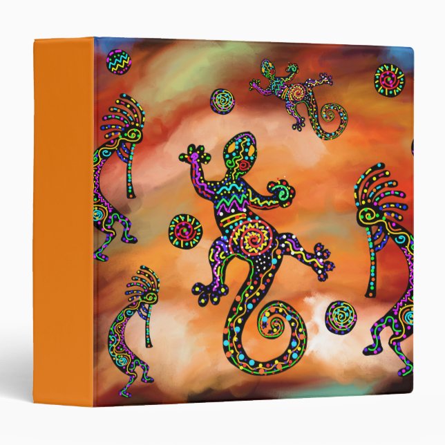 Kokopelli Art 3 Ring Binder (Front/Spine)