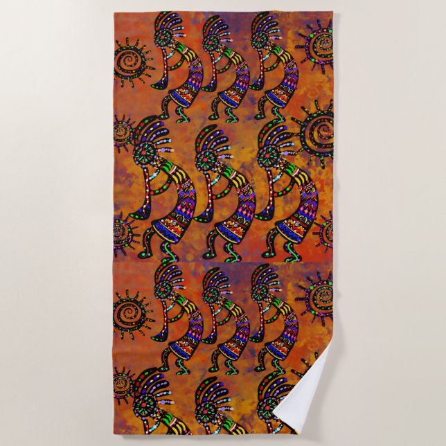 Kokopelli Art  Beach Towel (Front)
