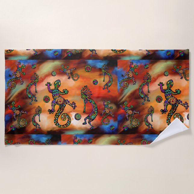 Kokopelli Art Beach Towel (Front)