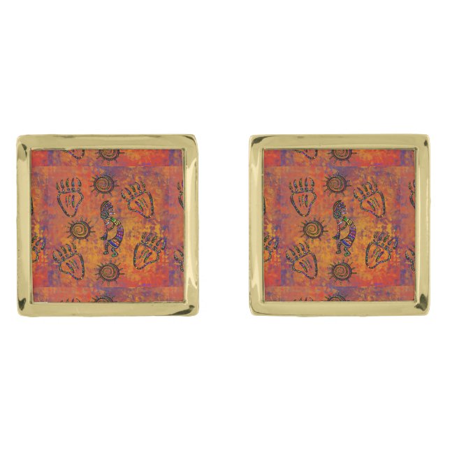 Kokopelli Art Cufflinks (Front)