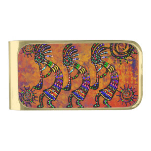 Kokopelli Art  Gold Finish Money Clip
