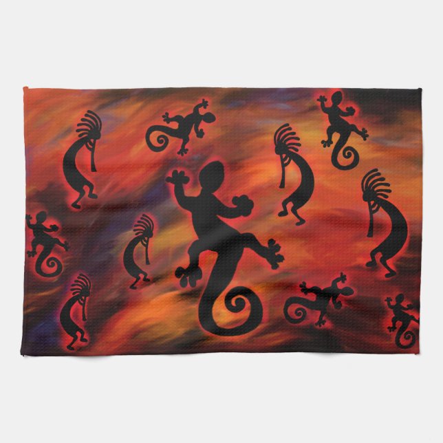 Kokopelli Art Kitchen Towel (Horizontal)