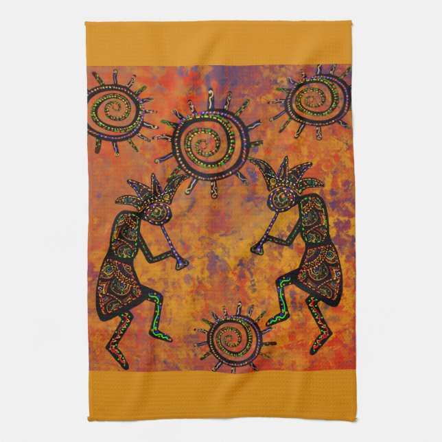 Kokopelli Art Kitchen Towel (Vertical)