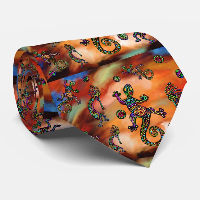 Kokopelli Art Neck Tie (Rolled)