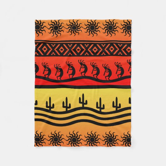 Kokopelli Aztec Tribal Desert Southwestern Design Fleece Blanket Kokopelli Aztec Tribal Desert Southwestern Design Fleece Blanket