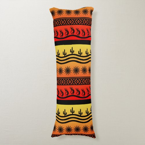 Kokopelli Aztec Tribal Suns Southwest Pattern Body Pillow