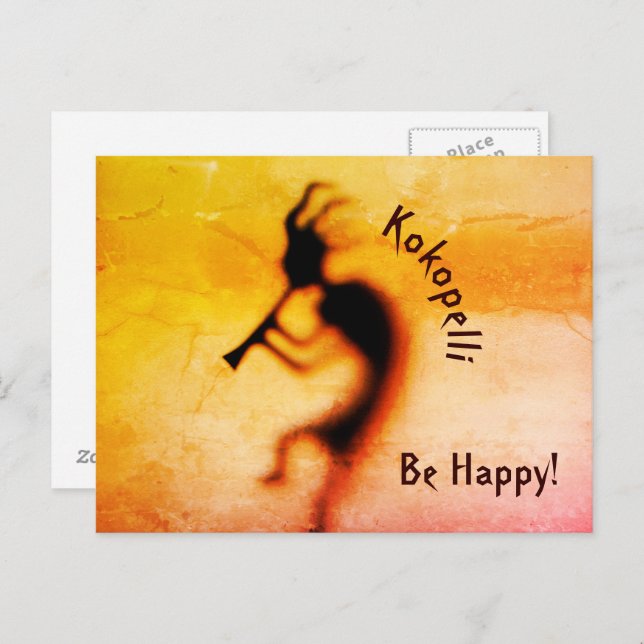 Kokopelli Be Happy Inspirational  Postcard (Front/Back)