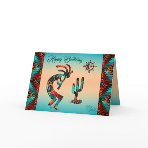 Kokopelli Birthday Folded Greeting Card