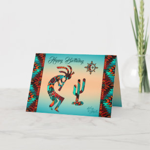 Kokopelli Birthday Folded Greeting Card