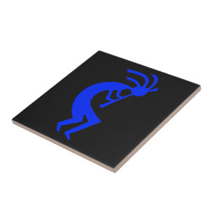 Kokopelli Blue Ceramic Tile