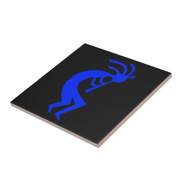 Kokopelli Blue Ceramic Tile (Side)