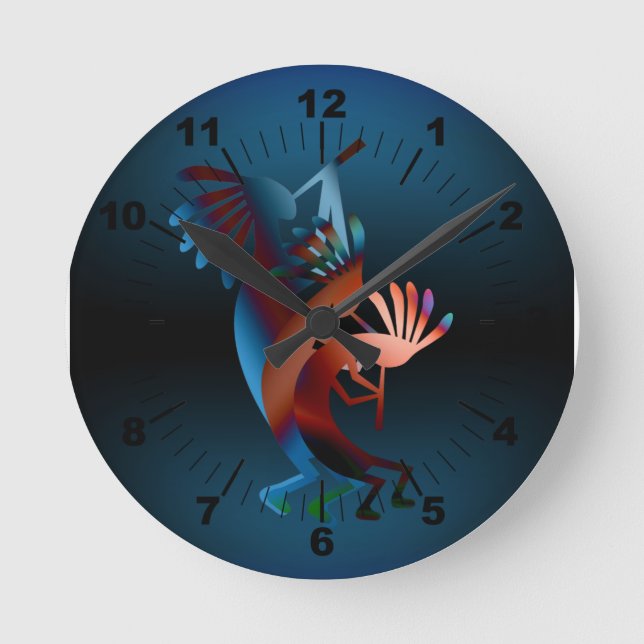 Kokopelli Blues Music 2 Round Clock (Front)