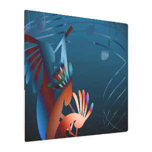 Kokopelli Blues Music 30"x20" 3 Metal Print