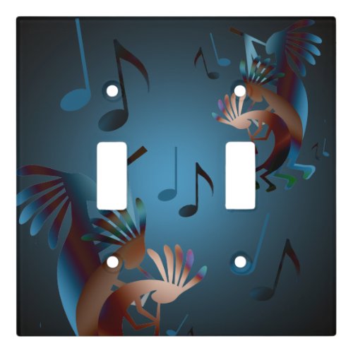 Kokopelli Blues Music Double Light Switch Cpver