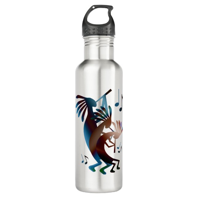 Kokopelli Blues Music Stainless Steel Water Bottle (Front)